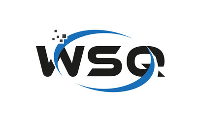 dots or points letter WSQ technology logo designs concept vector Template Element	