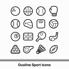 Duoline Sport icons set vector