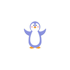 Pingüino. Ave acuática no voladora. Ilustración vectorial, estilo azul