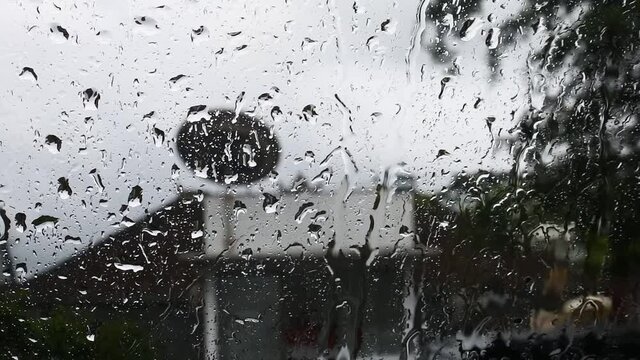 raindrops wet the windshield. water dew hd videos.