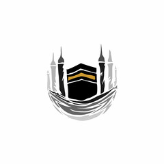 Kaaba Mecca logo design. Places of worship for Muslims around the world