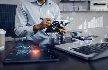 Business digital finance marketing chart, Future technology innovation background, Digital...