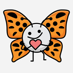 Vector Illustration of Butterfly Character on Isolated Background