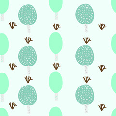 Vector winter seamless pattern with trees. Hand drawn illustration.