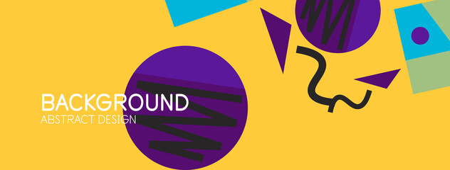 Abstract background. Blocks, lines, triangles, circles composition. Techno or business concept for wallpaper, banner, background, landing page