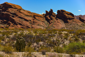 Red rocks landscape near Molinos, Valles Calchaquíes, Salta Province, northwest Argentina