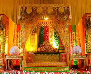 Photo of traditional Malay wedding aisle decorations in Riau Indonesia