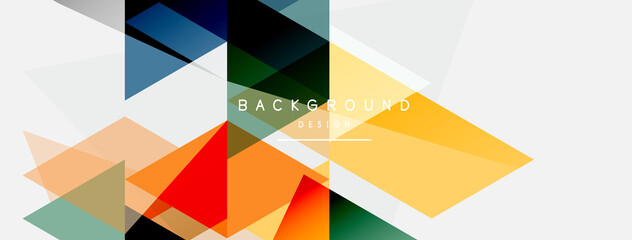 Fototapeta premium Color triangles composition, geometric abstract background. Techno or business concept, pattern for wallpaper, banner, background, landing page