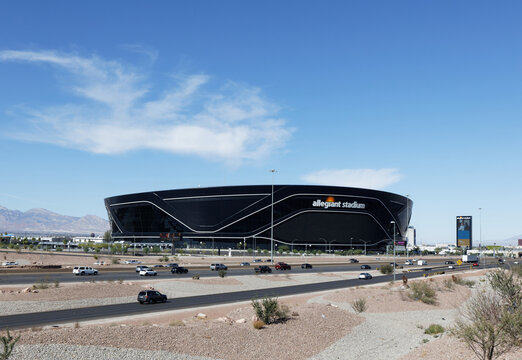Las Vegas, NV, USA - October 31, 2021: Allegiant Stadium in Las Vegas, Nevada. Allegiant Stadium is a domed stadium and is home to the Raiders of the NFL.