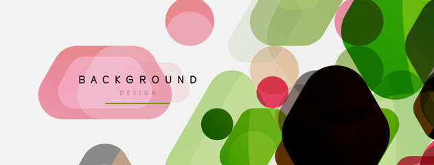 Color bubbles and rounded geometric shapes on white. Vector geometric minimal abstract background for wallpaper, banner, background, landing page