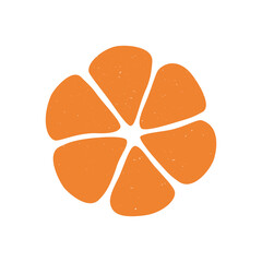 Cute peeled tangerine icon. Vector flat hand drawn illustration in cartoon style