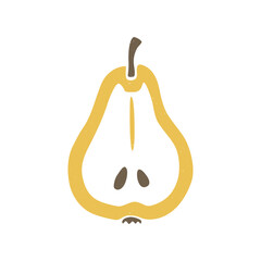 Cute sliced pear icon. Vector flat hand drawn illustration in cartoon style