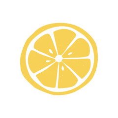 Cute sliced lemon icon. Vector flat hand drawn illustration in cartoon style