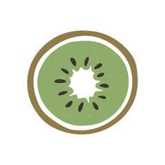 Cute sliced kiwi icon. Vector flat hand drawn illustration in cartoon style