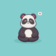 Cute panda meditation cute tiger yoga cartoon icon illustration