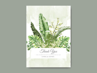 Beautiful tropical floral wedding invitation template