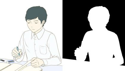 受験に向けた学生の仕草・生活_B_マット塗り_背後円なし