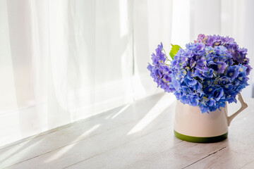 Hydrangea flowers bouquet on the table