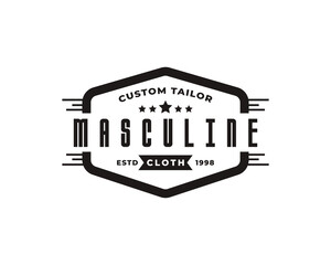 Classic Vintage Retro Label Badge for Clothing Apparel Gentleman and Masculine Logo Emblem Design Template Element