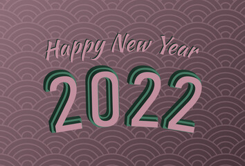 3D Lettering Happy New Year 2022 vector illustration.