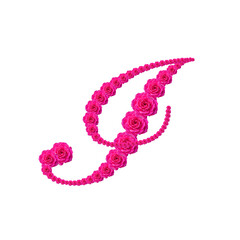 Letra I heca con rosa baby color fuccia