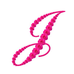 Letra J hecha con rosa baby color fuccia