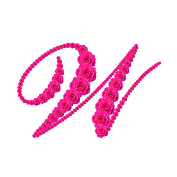 Letra W hecha con rosa baby color fuccia