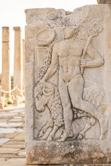 Antique bas-relief in the ancient city of Ephesus, Turkey.
