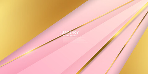Abstract pink and gold background with gorgeous golden line decoration.