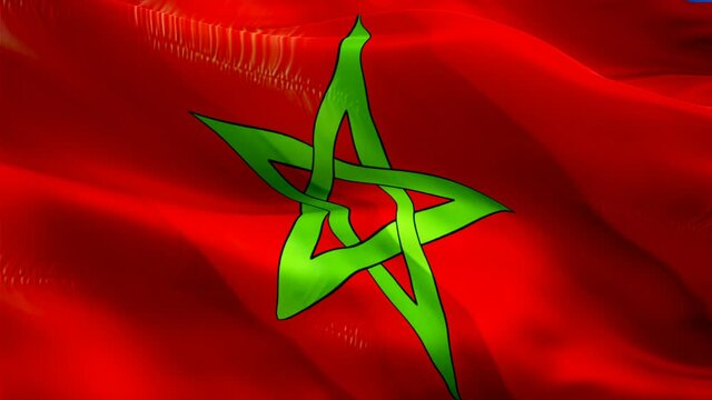 Moroccan flag. 3d Morocco flag waving video. Sign of Morocco seamless loop animation. Moroccan flag HD resolution Background. Morocco flag Closeup 1080p HD video for Independence Day,Victory day
