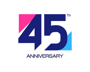 45th anniversary geometric logo with triangle shapes overlapping