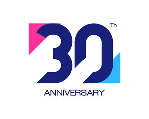 30th anniversary geometric logo with triangle shapes overlapping
