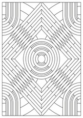 Portrait coloring pages for adults. Abstract illustration in Line Art style. Circular geometric composition. Black and white patterns. EPS8. Coloring-#384