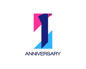 1st anniversary geometric logo with triangle shapes overlapping