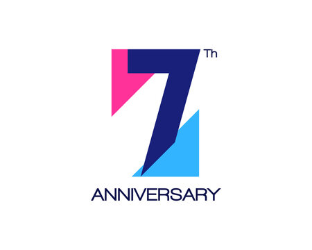 7th anniversary geometric logo with triangle shapes overlapping