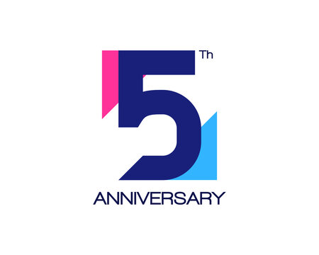 5th anniversary geometric logo with triangle shapes overlapping