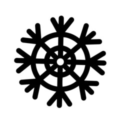 Snowflake isolated on white background. Hand drawn vector icon. Ice crystal sketch. Monochrome festive concept for decoration, design of cards, invitations, printing, textiles, web.