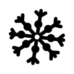 Snowflake vector illustration. Hand-drawn sketch isolated on white background. Ice crystal outline. Monochrome Christmas concept for decoration, design of seasonal cards, invitations, printing