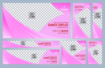 Set of Pink and Black Web banners templates, Coverpage Standard sizes with space. Vector illustration