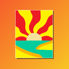 simple design of colorful sunset