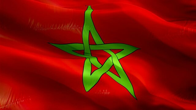 Morocco flag. National 3d Morocco flag waving. Sign of Moroccan seamless loop animation. Morocco flag HD Background. Moroccan flag Closeup 1080p Full HD video for presentation for Victory day
