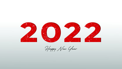 Happy New Year 2022 text design. For brochure design template, card, banner. Vector illustration. Happy 2022 new year.