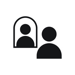 Person reflection in a mirror icon design vector illustration