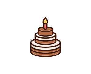 Cake flat icon. Single high quality outline symbol for web design or mobile app.  Holidays thin line signs for design logo, visit card, etc. Outline pictogram EPS10