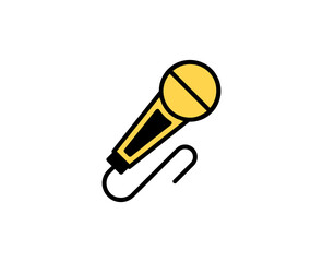 Microphone flat icon. Single high quality outline symbol for web design or mobile app.  Holidays thin line signs for design logo, visit card, etc. Outline pictogram EPS10