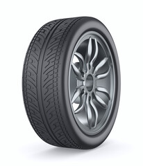 Obraz premium tire on white background. Isolated 3D illustration