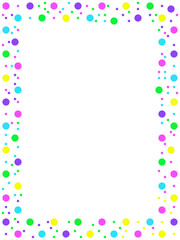 Frame with multicolored polka dots on a white background - graphic image