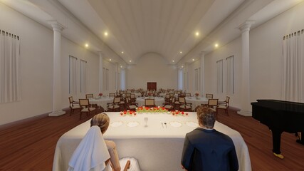Obraz premium 結婚式教会 アーチ屋根 
