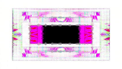 Abstract glitch art border background image.