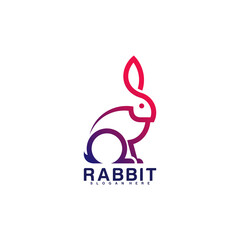 Rabbit logo line vector illustration design premium. Colorful design